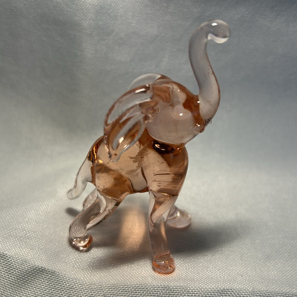 Hand Blown Pink Glass Elephant